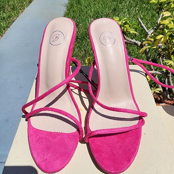Boohoo exclusive barely there heeled sandals‎ in Pink Strappy Womens Size 38 /7 - Picture 3 of 7
